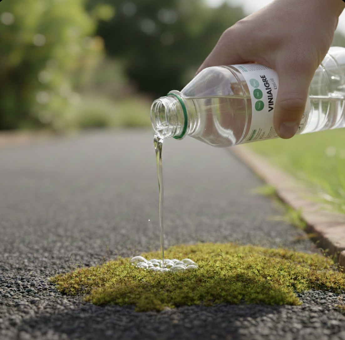 Vinaigre blanc sur goudron